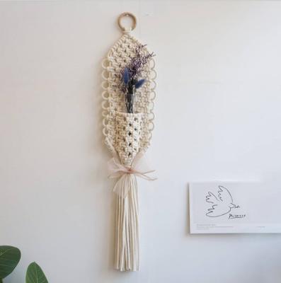 China Macrame Cotton Wall Hanging Minimalist Decorative Hand - Woven Hanging Basket Flower Tapestry for sale