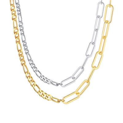 China CLASSIC Korean INS Jewelry Fashion Sweater Chain Stainless Steel 3:1 NK Figaro Splicing Cuban Link Chain for sale