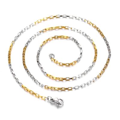 China High Quality Cute Jewelry Gold Silver Two Tone Box Chain 316L Stainless Steel Chain Necklace For Women for sale