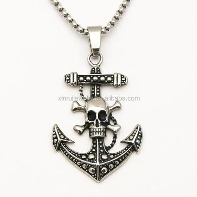 China Wholesale Stainless Steel Engraved Sugar Skull Anchor Pendant CLASSIC Men's Cross Pendant for sale