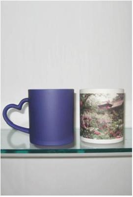 China Sublimation Matting Blue Heart Handle Mug for sale