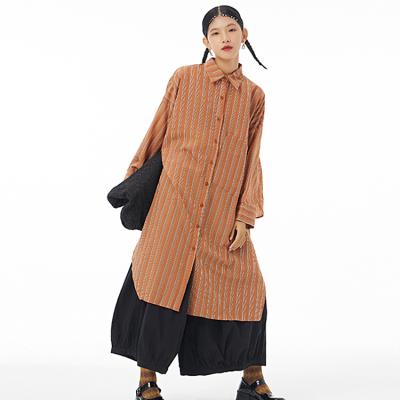 China Spring 2022 Breathable Plus Size Women's Dress Women's Striped Girl's Shirt-Dress Hot Selling Straight Look Slim Casual Dress 3929 for sale