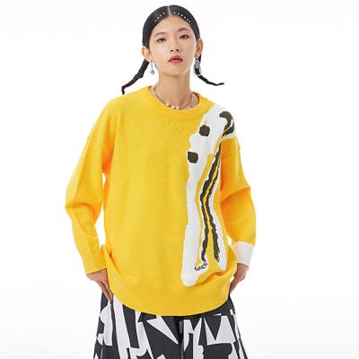 China Anti-pilling contrast color slim sweater plus size fashion designed loose sweater 8811 new anti-pilling 2022 spring sweater for sale