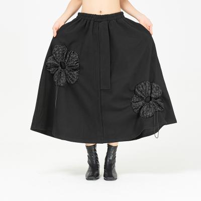 China Viable Plus Size Women's Skirt 2021 Autumn And Winter New Solid Color Three-dimensional Flower Decoration Skirt 2588 for sale