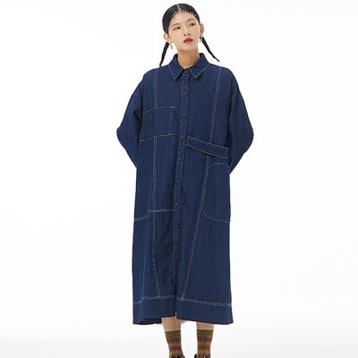 China Women's Denim Jacket Coat Mid Length Autumn Winter Plus Size Denim Jacket Plus Size Girl Denim Loose Dress Casual Women's Clothing 3020 for sale