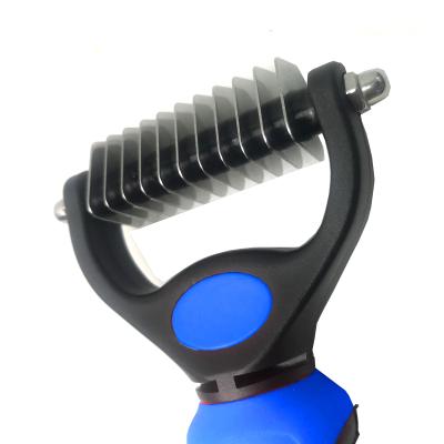 China Low Price Viable Grooming Removes Tangles and Knots Pet Dematting Fur Rake Comb Brush Tool with 2 Sided for sale