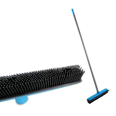 China Home Extendable Floor Washing Brush Handle Tool Hand Push Sweeper Dust Remover Pets Portable Hair Silicone Pet Scrapin Rubber Broom for sale