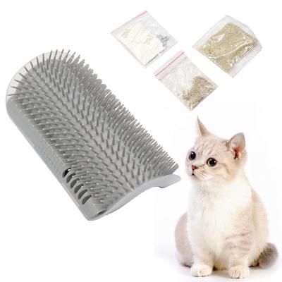 China Viable Groomers Wall Corner Grooming Brush Soft Massage Comb Cat Self Groomer With Catnip for sale