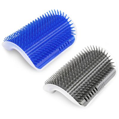 China Sustainable Cats Self Groomer Cat Corner Groomer Grooming Brush Wall Wedge Massage Comb for sale