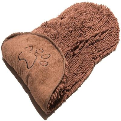 China Viable Pet Cat Dog Bath Towel Drying Towel Dog Quick Dry Towel With Hand Pockets for sale