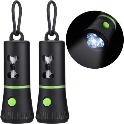 China Best Viable Pet Supplies Led Flashlight Dog Waste Poop Bag Holder Dispenser With 2 Roll Bags for sale