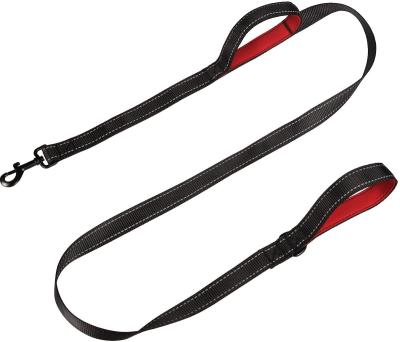 China Durable Heavy Duty Lead Two Handles Double Handle Reflective Dog Leash for sale