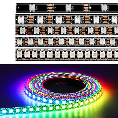 China Dream Affordable Color IC Smd 5050 60Leds Ws2812 RGB 5V LED Ip65 5M Black White Pcb Digital Cable IC Smd Affordable Indoor Smart LANDSCAPE Pixel for sale