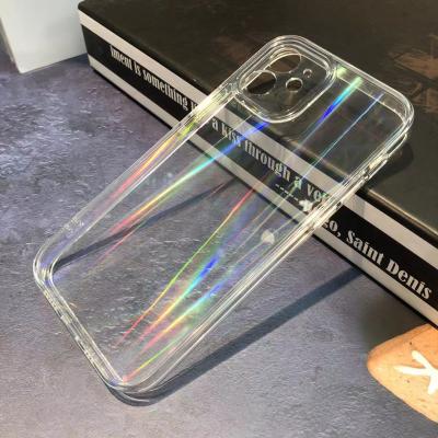 China Shockproof For iPhone 11 12pro Max New Holographic Clear Phone Case Rainbow Laser Clear Phone Case For iPhone 13 Aurora Laser Phone Case for sale