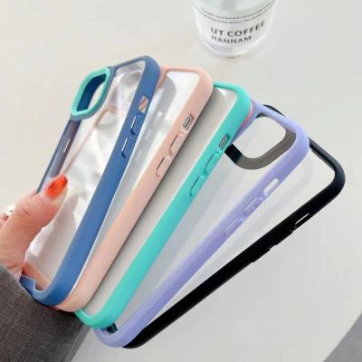 China New Color Shockproof Contrast For iPhone 12 13 Pro Max Clear Detachable Case Drop Proof Clear For iPhone 13 PC TPU Matte Case Pink for sale