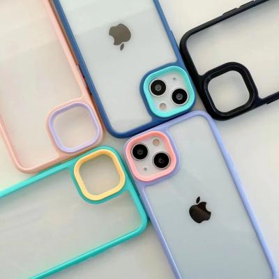 China Transparent Color Shockproof Clear Back Border Acrylic Phone Case Shock Proof For iPhone 13 Cases Shock Absorber Color Contrast Phone Case for sale