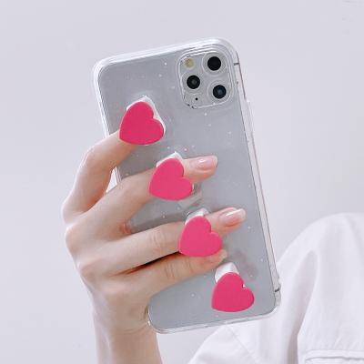 China Transparent Wristband Heart Holder Anti-fall Chain Phone Case For iPhone 12 Red Heart Wristband Case for sale