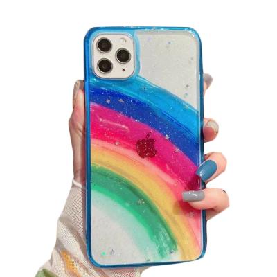 China Anti-fall For iPhone 12 Pro Max Clear Epoxy Glitter Phone Case Fashion Back Covers For iPhone 12 Case Rainbow for sale