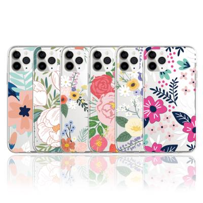 China 2021 Anti-fall Cover For iPhone 12 Pro Max Case Design Woman Clear TPU Soft Case For iPhone 12 Floral Fower Case for sale