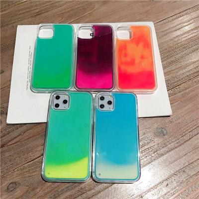 China Anti-drop For iPhone 11 12 Mobile Phone Covers Quicksand Cool Glow In The Dark Liquid Neon Sand Phone Case For iPhone 13 Max Pro for sale