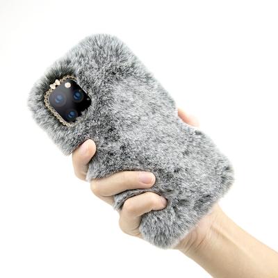 China Shockproof for iPhone X XR Cell Phone Case for Girls, Luxury Soft Furry Fur Covers for iPhone 11 Case Fur for sale