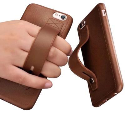 China Anti-fall For iPhone 7 8 X XS Lychee Texture TPU Flexible Hand Strap Phone Case Holder For iPhone 11 12pro Case Strap for sale