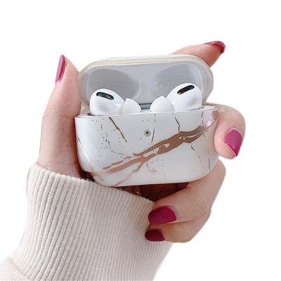 China 2021 Fashions Plated Earphone Case Shockproof Pink Marble Rose Gold Color For Airpods Case Marble Cover With Hook for sale