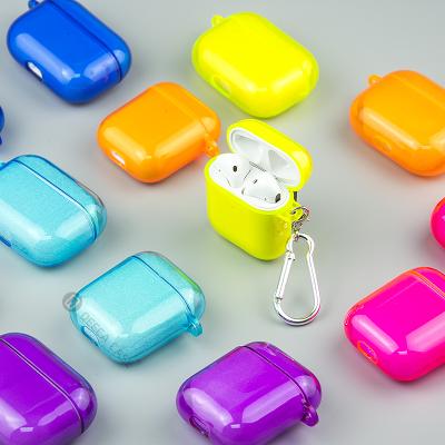 China For AirPods Pro Fluorescent Fancy Clear Case Flexible With Key Chain Hook For Airpods Pro Case Candy Color Neon For Airpods Case for sale