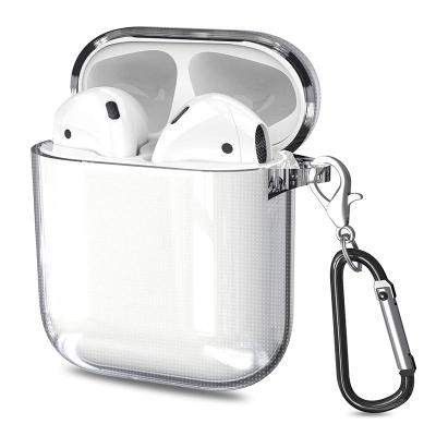 China High Quality Shockproof Crystal Clear Air Pod Case Hook Key Chain Transparent Case For Airpods Clear Case for sale