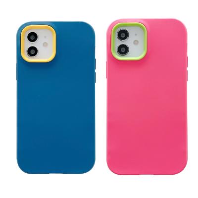 China Wholesale Fashion Solid Color Street Shockproof Full Protect For iPhone Case Color Contrast New For iPhone 12 Case Snap On Solid Color for sale