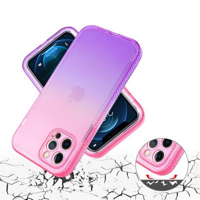 China Anti-fall Cell Phone Funda Hybrid Cover For iPhone 12 2 Color TPU PC Resistance Gradient Phone Case For iPhone 13 Gradient Rainbow Series for sale