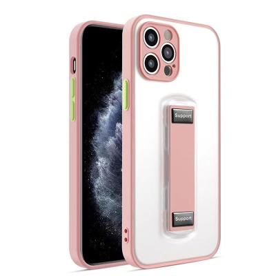 China Anti-drop For iPhone 12 pro Max Back Stand Case With Hand Grip Wrist Strap Shockproof Phone Cover For iPhone 13 for sale