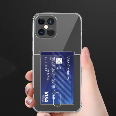 China Anti-drop Card Inserted Cell Phone Case For iPhone 11 12 Pro Slide Up Transparent Card Case For iPhone 13 Pro Case With Card Storage for sale