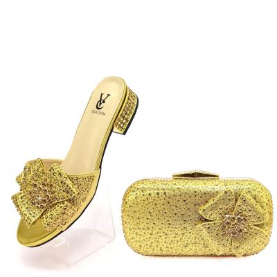 China Italian Massage Sinya New Design Shoes Bag Set With Stones High Quality Wedding Shoes Matching Bag Set With Stones for sale