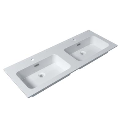 China Durable Rectangle Double Sinks Hand Sink Lavatory Basin for sale