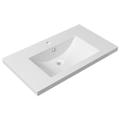 China Durable Thick Edge Lavatory Semi Counter Artificial Stone Sink for sale