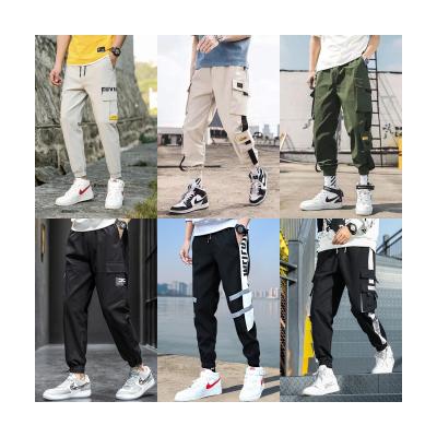 China Anti-Wrinkle Mens Cargo Pants Streetwear Joggers Color Block Cargo Joggers Pants With Side Pockets for sale