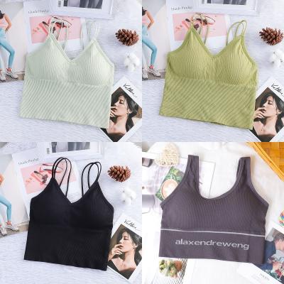 China Women's Breathable Camisole With Chest Pads Outer Wear Twisted Tube Top Vest Strap for sale