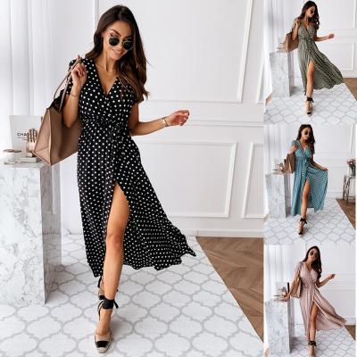 China European and American women's long-sleeved dress Ebay summer sling print backpack hip long-sleeved dress 2021wish hot anti-static new style for sale