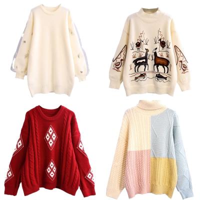 China Wholesale New Design Anti-wrinkle Jacquard 100%wool Family Unisex Knitwear Set Ugly Christmas Sweater Crewneck Pullovers Computer Knitted for sale