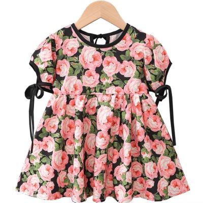 China In-stock Girls Summer Anti-static Dress 2021 Children Cute Sleeve Dress Girls Short Dress New for sale