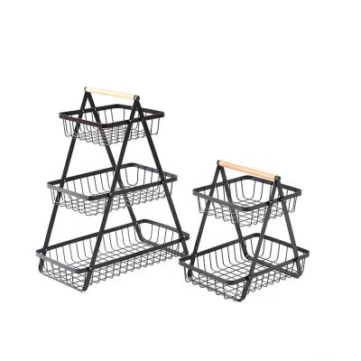 China Amazon Fruit Bowl Vegetable Snack Metal Wire Hanger Basket Storage 2 Tier Base Metal Fruit Basket For Counte for sale