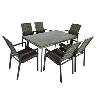 China New Type Garden Patio Bargain Price Wicker Marble Dining Table Set Furniture for sale