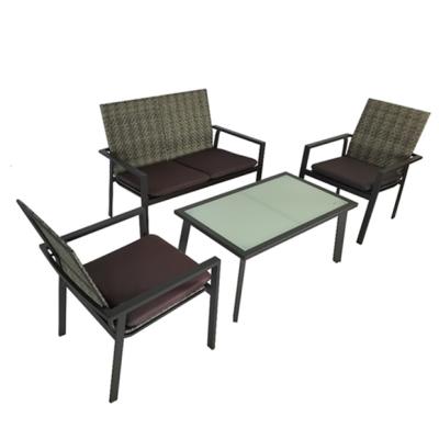 China (Height) Adjustable Wicker And Rattan Furniture Conversation Set Table Hotel Furniture Metal Patio for sale