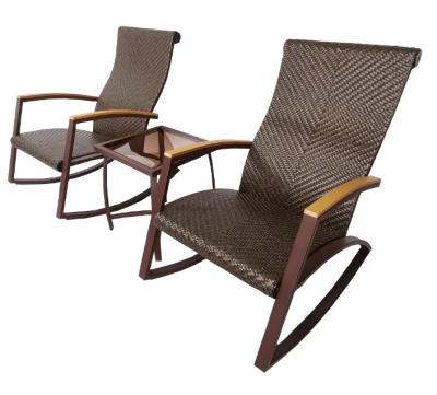 China Modern Steel Wicker 3PC Rocking Set for sale