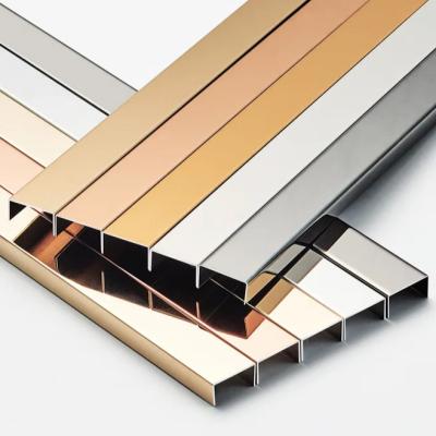 China Modern Ceramic Tile Profile U Shape 201 Grade Building Grade Metal Edging Trim Stainless Steel Tile Tile Trim 10*25*10 Tile Accessories for sale