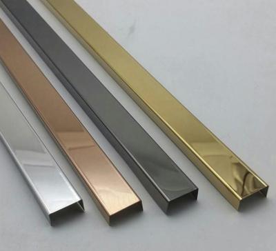 China Modern Antique 304 Hairline Stainless Steel U Shape Channel Tile Trim For Ceiling And Wall Decoration for sale