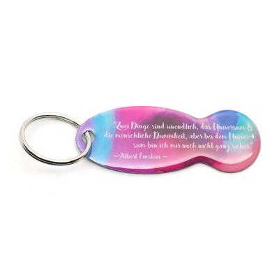 China Printing Supermarket Shopping Cart CMYK With Epoxy Cover Stainless Iron Europe Shopping Release Chip Keychain for sale