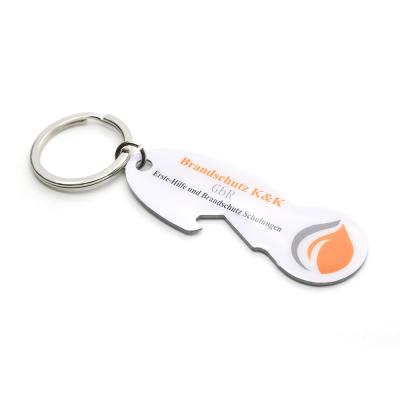 China Custom Token Supermarket Shopping Cart Stainless Steel Europe Size Token Key Chain With CMYK Printing Epoxy Cover for sale