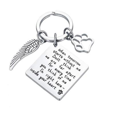 China Welcome Customize When Tomorrow Begins Without Me Keepsake Stainless Steel Pet Keychains for sale